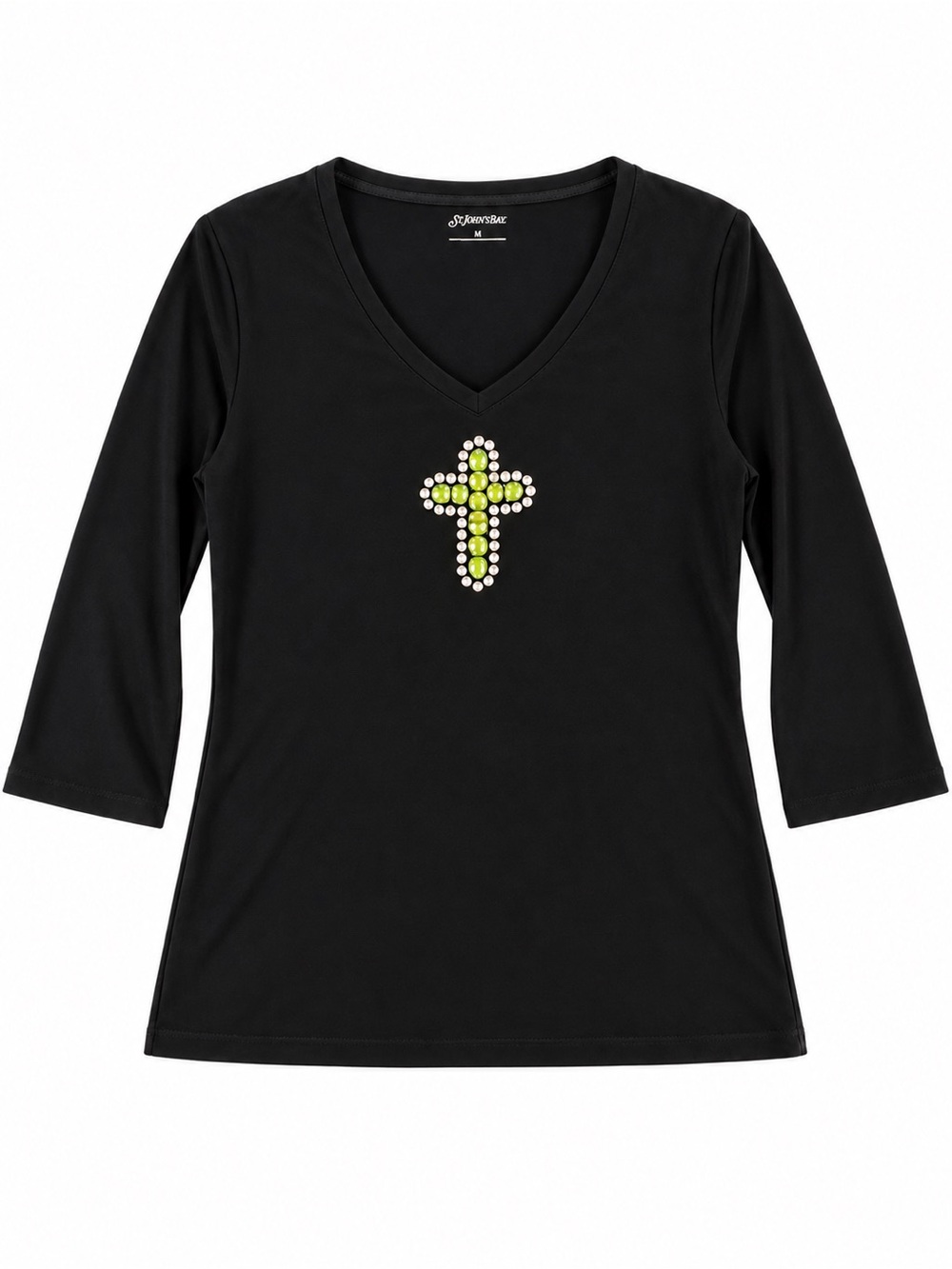 Statement Turquoise Stone & Rhinestone Cross — Size M - Picture 3 of 7
